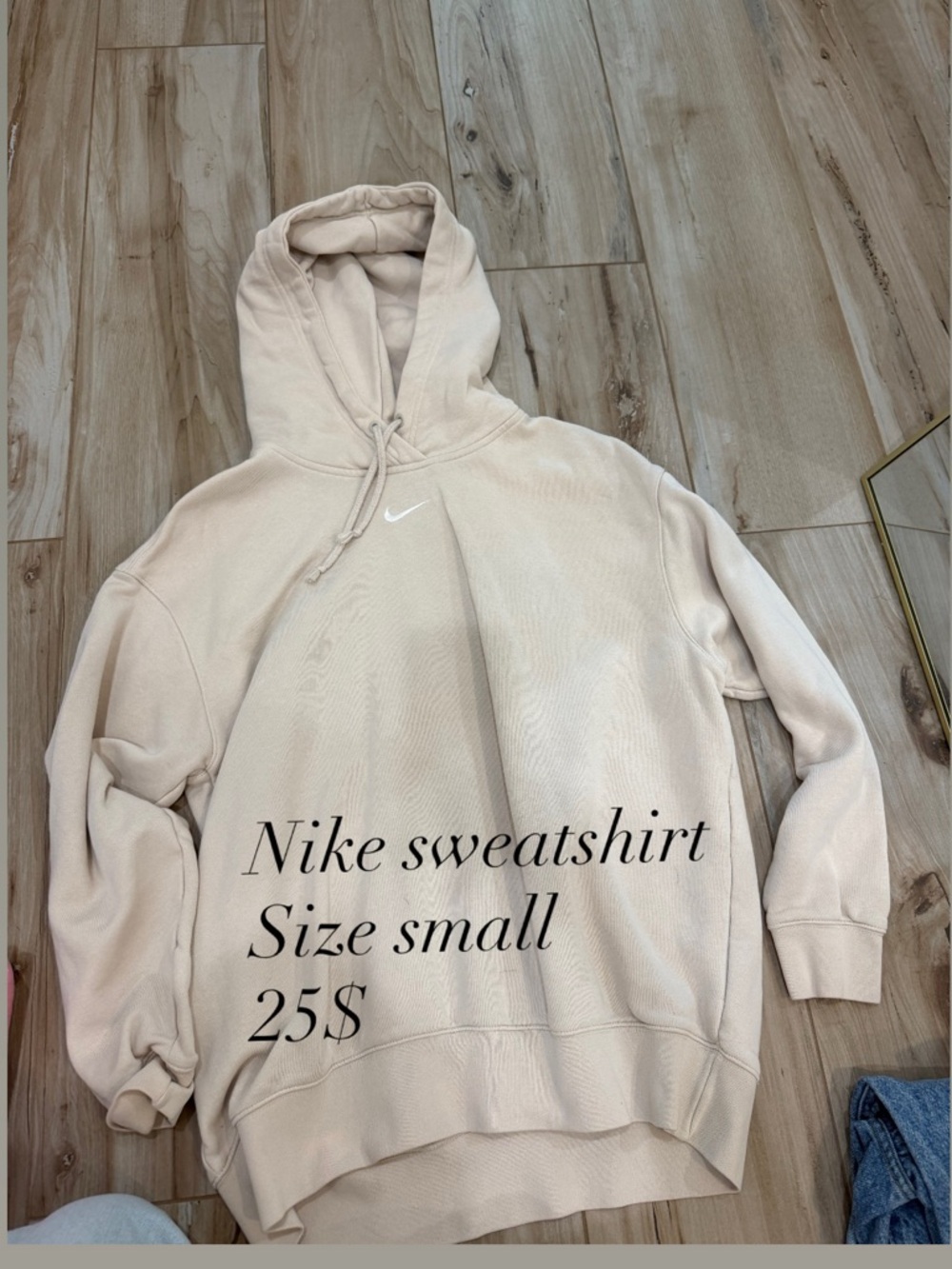 Nike Cream Crewneck Hoodie with Small Swoosh